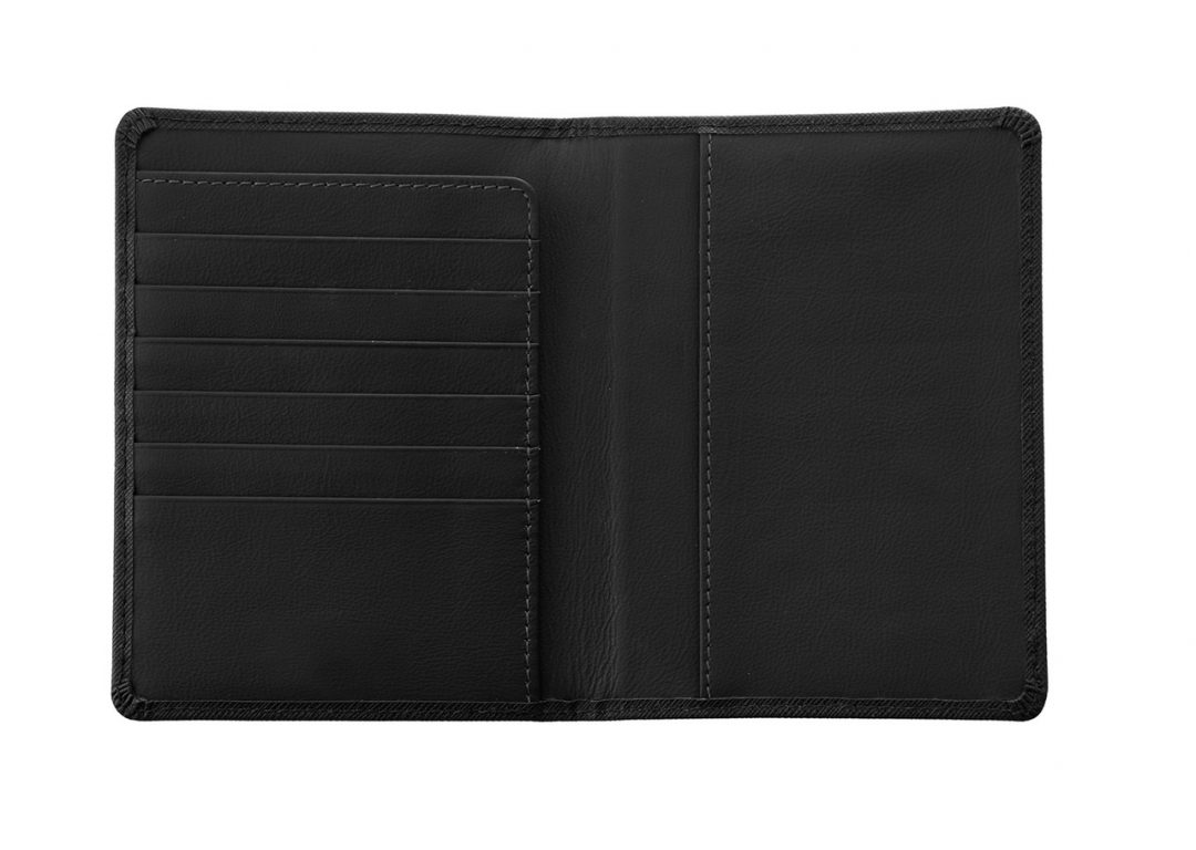 Black Leather Passport Holder. Six Credit Card Slots - Imagen 2