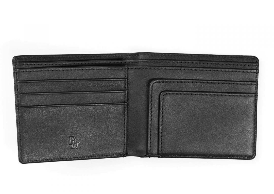 Black Leather Men's Wallet. Three Credit Card Slots - Imagen 2