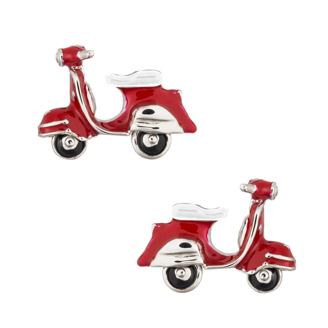 Vintage Vespa Cufflinks Red - Silver - Imagen 2